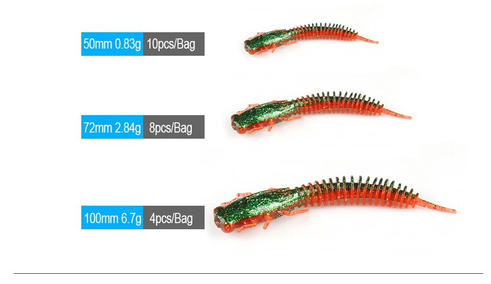 BEARKING Larva 50 мм, 0,83 г, 10 шт., искусственная Мягкая наживка, рыболовный червь, силиконовая приманка для ловли рыбы, пластиковые приманки