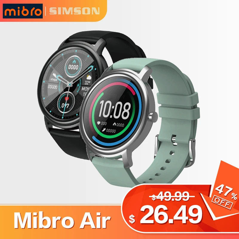 Mibro Air Smart Watch Android IOS Fitness Watch IP68 Waterproof Bluetooth 5.0 Sleep Monitor Heart Rate Tracker SmartWatch