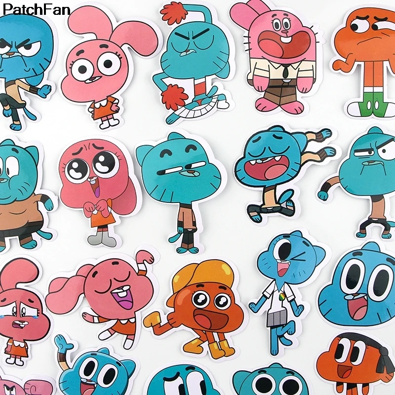 12 компл. Patchfan 39 шт. удивительный мир Gumball художественный принт Декор стены ноутбук телефон багаж ноутбук Скрапбукинг Стикеры A2631