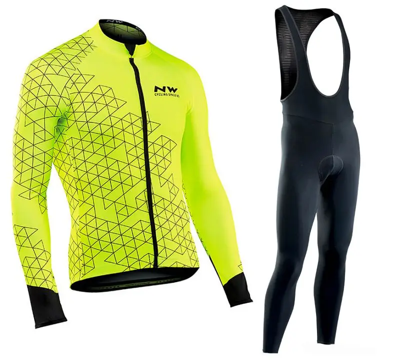 

Cycling Jersey set 2019 Pro Team NW Hombre Ropa Ciclismo Northwave Spring/Autumn Long Sleeve Cycling Set Mountain Bike Clothes