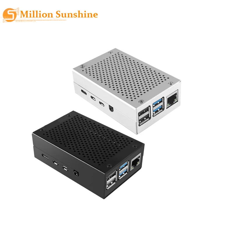 Raspberry Pi 4 Чехол Алюминий чехол черный серебристый цвет ящик металлический корпус