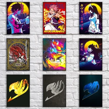 

Anime Fairy Tail Poster Whitepaper Cartoon Poster Art Painting Funny Fancy Wall Sticker for Coffee House Bar