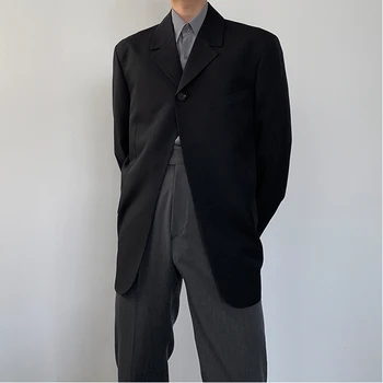 

Male Japan Korea Streetwear Fashion Suit Jacket Outerwear Men Single Buckle Casual Suit Blazer Coat