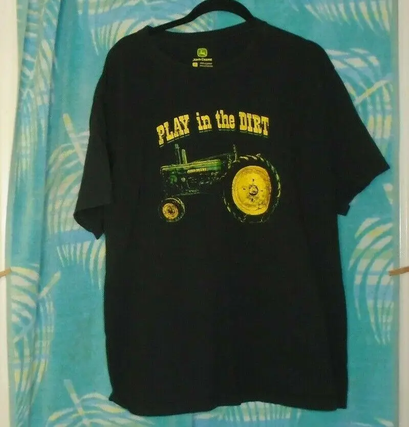 

JOHN DEERE Mens Black Play in the Dirt Short Sleeve Cotton Tee T Shirt SZ XLarge O-Neck Sunlight Men T-Shirt top tee