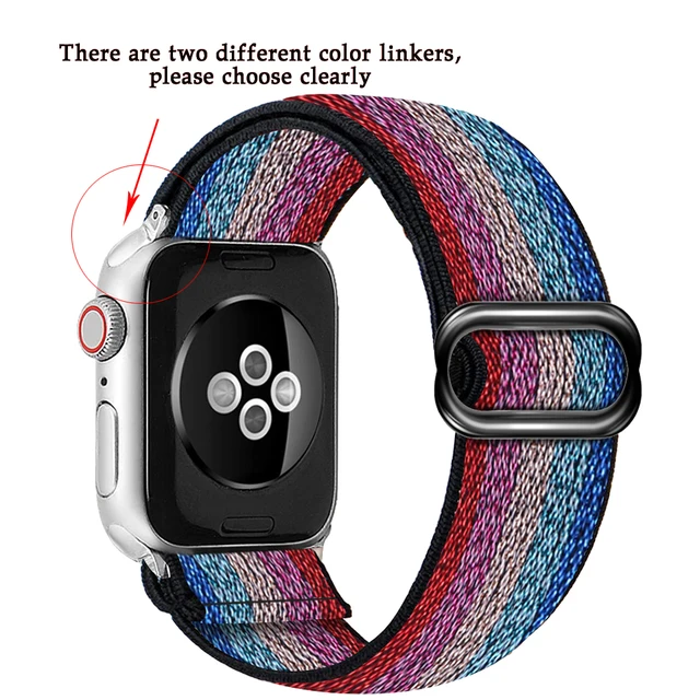 Soft and comfortable nylon Loop elastic buckle Apple watch band 38mm 42mm Series 7 SE654321 For iWatch Strap Bohemia braid  44mm 2