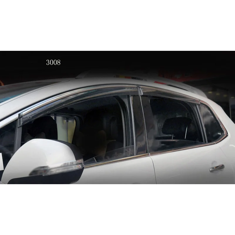 4 Piece Injection molding trim vent shade rain sun wind deflector window visor for Peugeot 2008 3008 4008 307 508