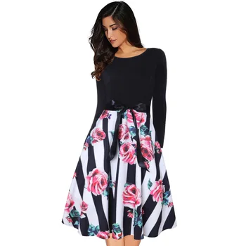 

Madam clothing OWLPRINCESS 2019 in long sleeve printed retro long-sleeved dress