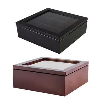 

1Pcs Wooden Tea Box Jewelry Organizer Storage Box 9 Compartments Tea Box Organizer Wood Sugar Packet Container