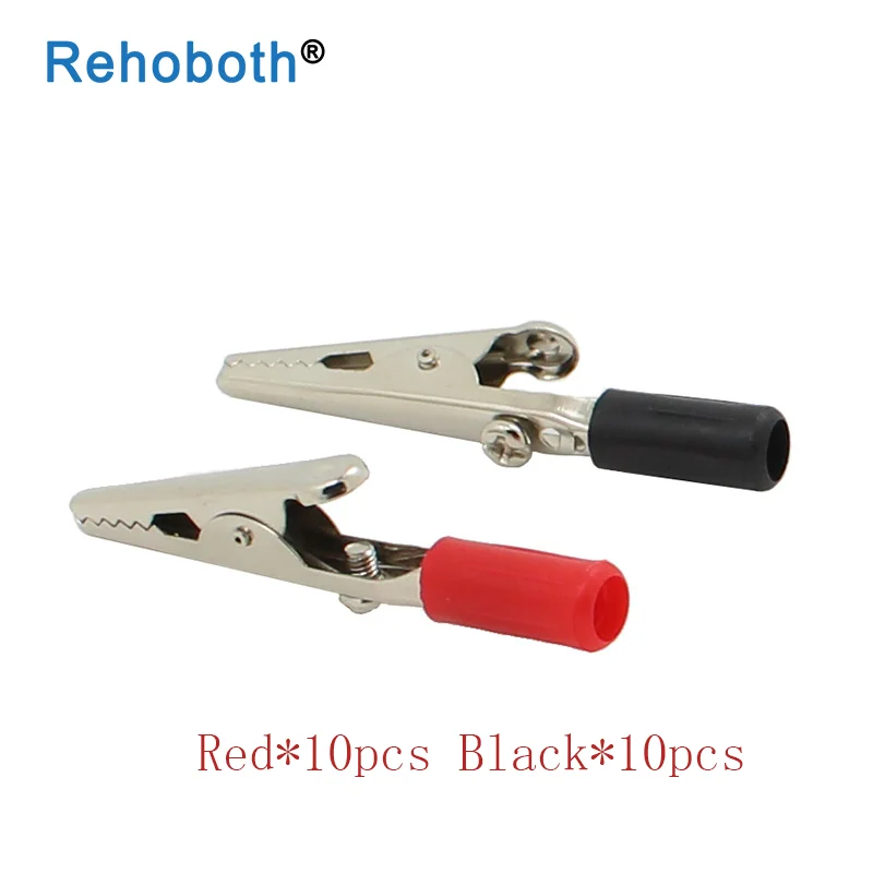 R 10pcs B 10pcs 20 шт./Партия 1-10 Одиночная ручка с винтами 56 мм Железный Крокодил Зажимы Электрический зажим для тестирования зонда метр крокодил зажим - Цвет: R 10pcs B 10pcs