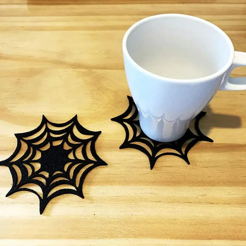 5 шт Хэллоуин Черный Паук Паутина Нетканая скатерть стаканчик подставки для