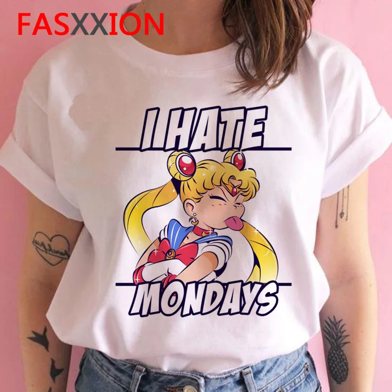Sailor moon Футболка женская забавная мультяшная Харадзюку кавайная футболка Летняя женская графическая ulzzang Повседневная футболка Топ футболка Новинка