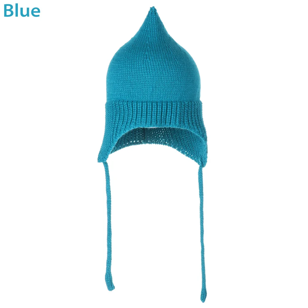 blue Милые вязаные шапки для малышей; зимние теплые хлопковые шапки; шапки для новорожденных; шапочки для маленьких девочек; аксессуары для малышей - Цвет: blue