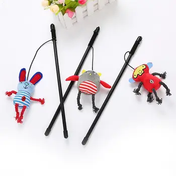 

3pcs Pet Cat Toy Teaser Cute Rabbit Monkey Bird Cat Teaser for Cats Cat Catcher Teaser Stick Toys Interactive Toys Cat Supplies