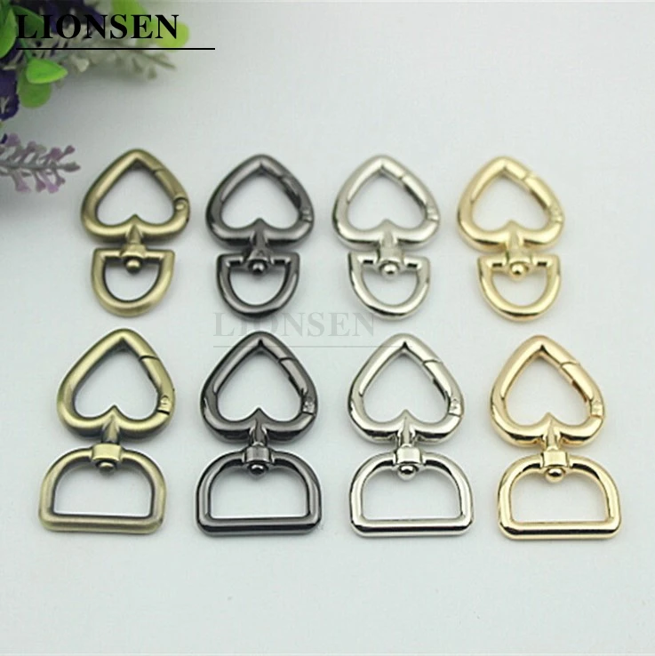 Ganchos de resorte giratorios en forma de corazón para bolso, 1 Uds., gancho de resorte de disparador, adornos, cierres, Clips de puerta, correa de cuero para bolso artesanal