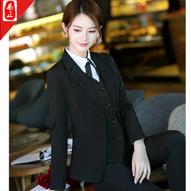 

2018 Women's White Collar Ol Wear WOMEN'S Suit Long Sleeve Suit Dress Women's Business Uniform Slim Fit Autumn