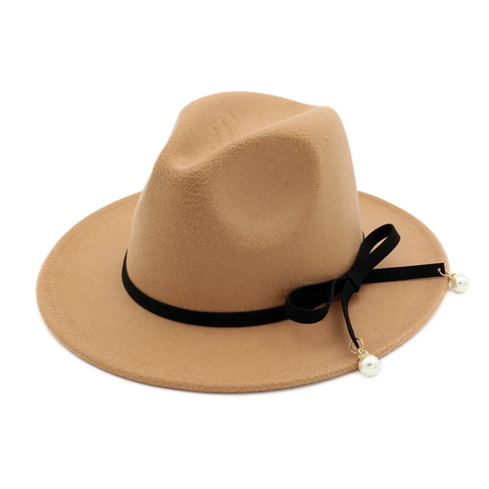 Унисекс Для мужчин Для женщин шерстяная шляпа Fedora с бантом элегантные женские вечерние шляпка для церкви Размеры окружности головы 56-58 см