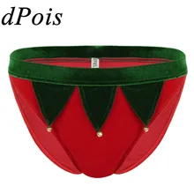 Мужские рождественские трусики, мужское бархатное нижнее белье, бикини, трусы, красное нижнее белье, мужские эластичные маскарадные костюмы, нижнее белье, купальники