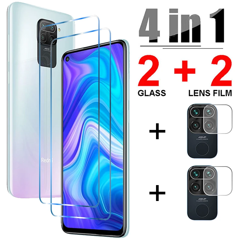 phone screen protectors 4 IN 1 Protective Glass for Xiaomi Redmi Note 10 9 7 Pro 10S Camera Lens Film for Redmi 9 9A 9T 9C 7 7A 8 8A K40 K30 Pro Glass glass cover mobile