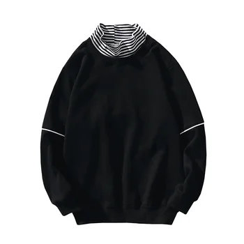 

High Collar Shirt Men's Hoodie Loose Stripe Color-blocking Hoodies Men Jacket Hip Hop Hoodies for Men Bestselling GG50wy