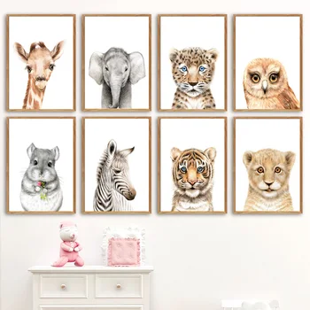 

Elephant Raccoon Giraffe Lion Zebra Rabbit Wall Art Canvas Painting Nordic Posters And Prints Wall Pictures Baby Kids Room Decor