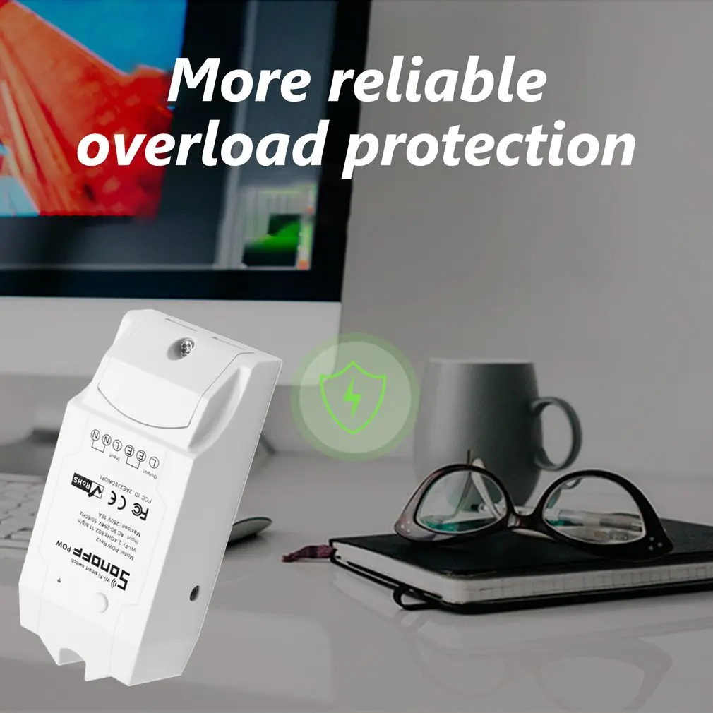 Sonoff Pow R2 Беспроводной Wi-Fi переключатель тока Напряжение Мощность обнаружения переключатель Профессиональный Прозрачный мобильный телефон