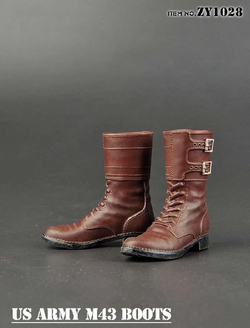 Brown Color ZY1028 1/6 Scale WW II U.S. Army M43 Combat Boots Brown Color ZY1028 1/6 Scale WW II U.S. Army M43 Combat Boots