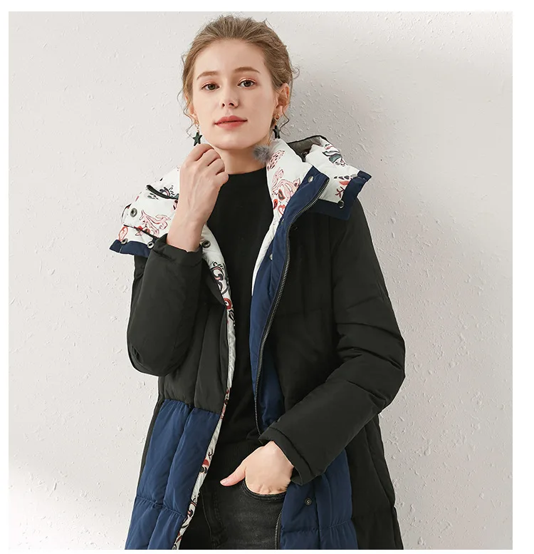 Бутик Зима женский с капюшоном утолщенный длинный пуховик doudoune femme hiver chaqueta mujer veste femme casacos пальто