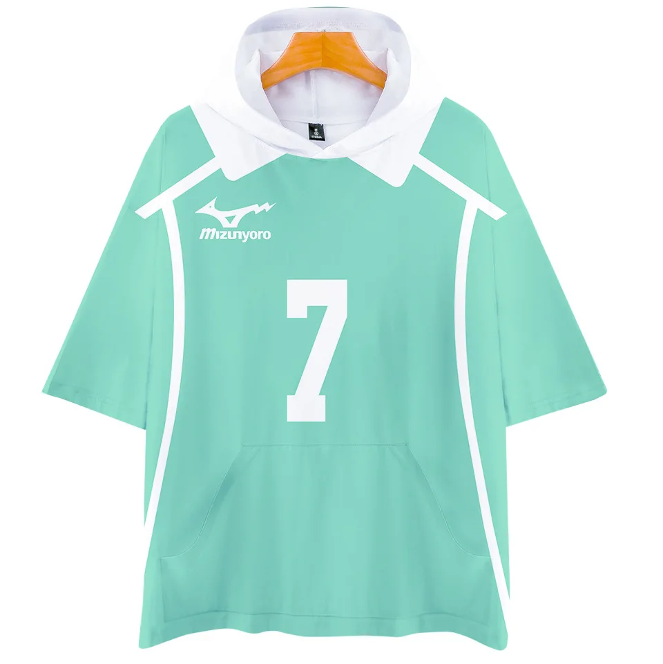 Футболка с капюшоном в стиле Аниме Haikyuu Cosplay костюм 3D одежда коротким рукавом Oikawa