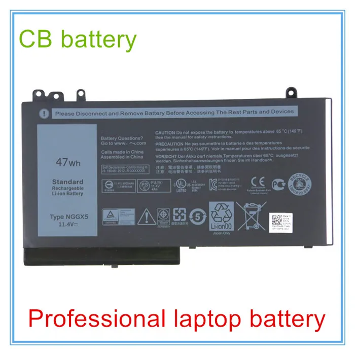 Оригинальная качественная батарея для ноутбука 11,4 V 47wh 4090mah для E5470 E5270 NGGX5