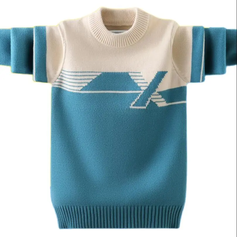 

Boys sweater 3-17T kids pure cotton warm jacket children pullovers O-neck knite shirt turn-down collar teenage bottoming shirt