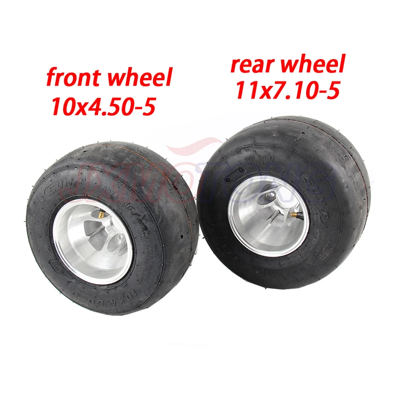 KARTING wheel tire front wheel 10x4.50-5 rear 11x7.10-5 with 5 inch aluminium alloy hub for GO KART ATV UTV Buggy