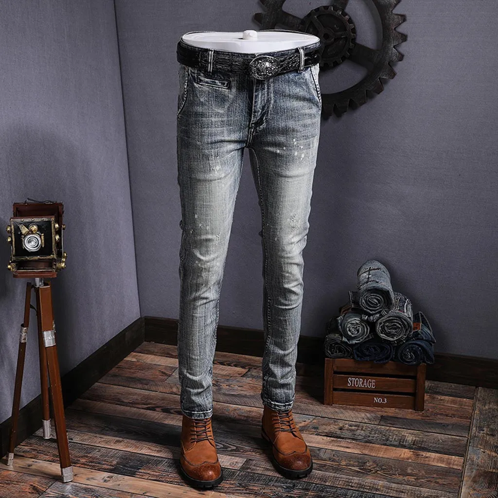 Vogue, мужские джинсы, джинсовые, одноцветные, с карманами, эластичные, средняя посадка, узкие ноги, качественная хлопковая джинсовая одежда, высокое качество