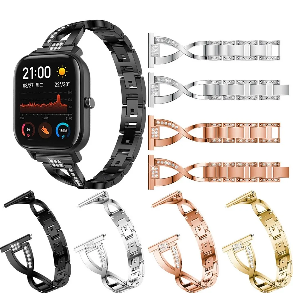 Роскошный Металлический Кристальный ремешок для наручных часов XIAOMI Huami Amazfit GTS