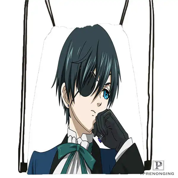 Custom Ciel. Phantomhive. full.@ 02 походная сумка на шнурке милый рюкзак для детей(черная спинка) 31x40 см#180611-01-07