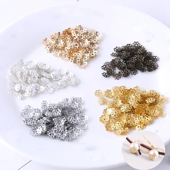 

500pcs/Lot 6mm Hollow Flower Metal Filigree Loose Spacer Bead Caps for earrings fashion Diy Jewelry Findings Making Supplies