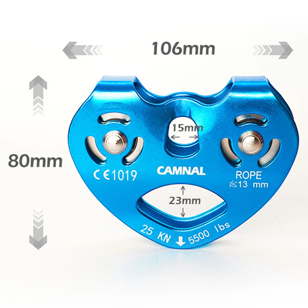 25KN Climbing Rescue Double Pulley Speed Cable Trolley For 13mm Rope