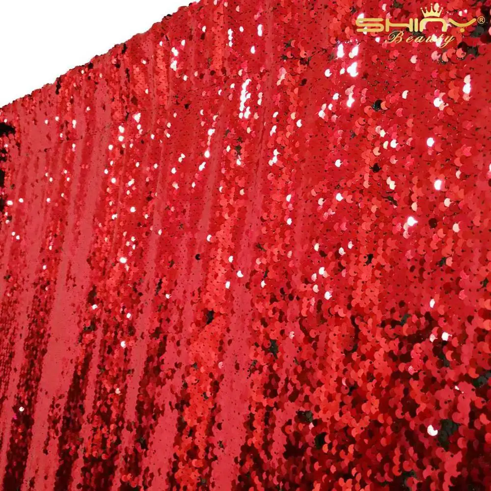 Sequin Backdrop 4FTx6FT Red Glitter Backdrop Mermaid Reversible Sequin Fabric Photo Booth Backdrop-M0926