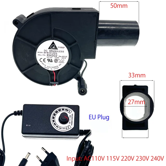 Bbq Ventilátor Delta Bfb1012Eh Pwm Blower 9733 97X97X33Mm 12 V 2,94A Nagy Légáram 110 220 Ac -Hajtású Változó Sebességvezérlő - Image 3