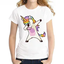 Unicorn T-shirt Kadın kısa kollu sevimli Unicorn Dab Dans T Shirt Dabbing Hip-Hop Poz T-Shirt harakuju tasarım Tees Tops(China)