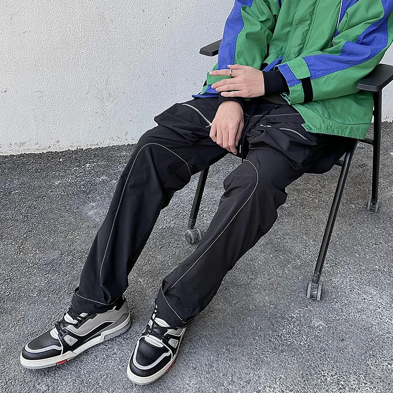 

27-46 2022 NEW Men's Clothing Original Catwalk Multi Pocket Overalls Zipper Nylon Functional Pants Plus Size Costumes