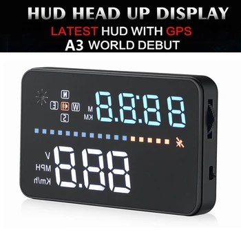 

Car Head Up Display Saft Driving Screen Projector HUD Head Up display Overspeed Warning System A5 Cigarette lighter A3 GPS