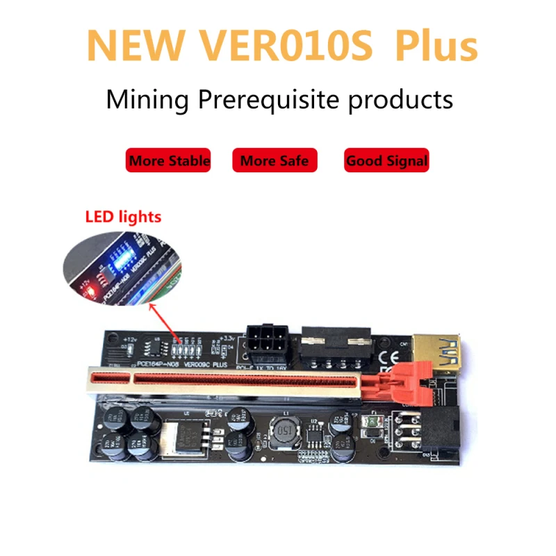 VER010 010S USB3.0 PCI-E Riser VER 010 PLUS Express 1X 4x8x 16x Extender Pcie Riser Cabo Adapter Card SATA 15pin To 6pin Power 1
