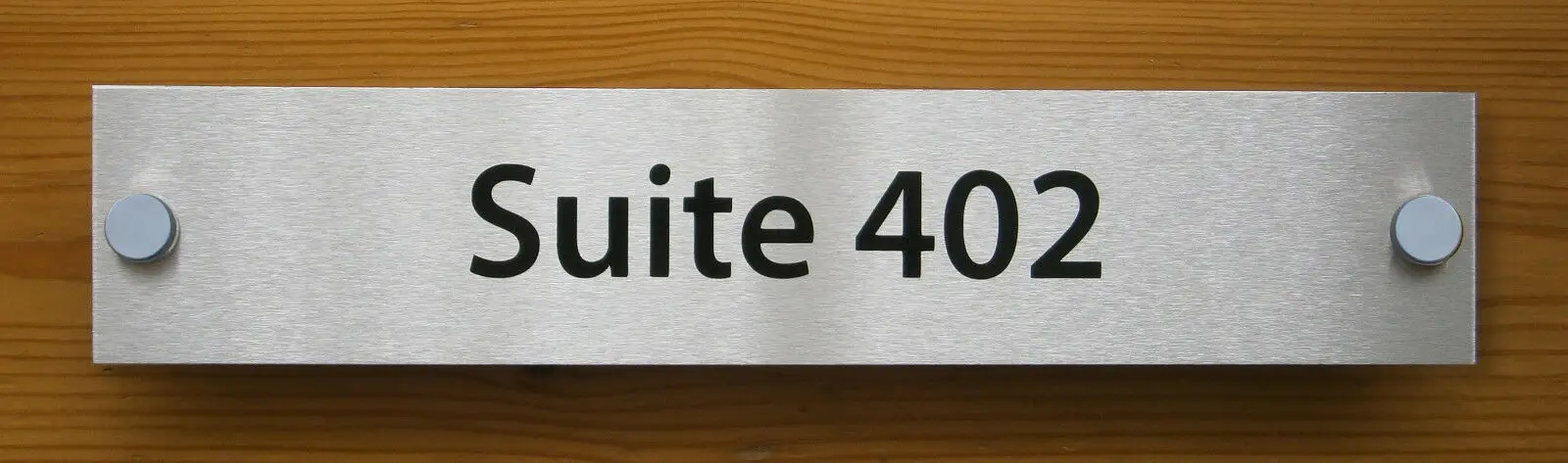 

Customize Personlised Office Door Signs 300mmx 60mm Brushed Aluminium + Stand-Off Fittings