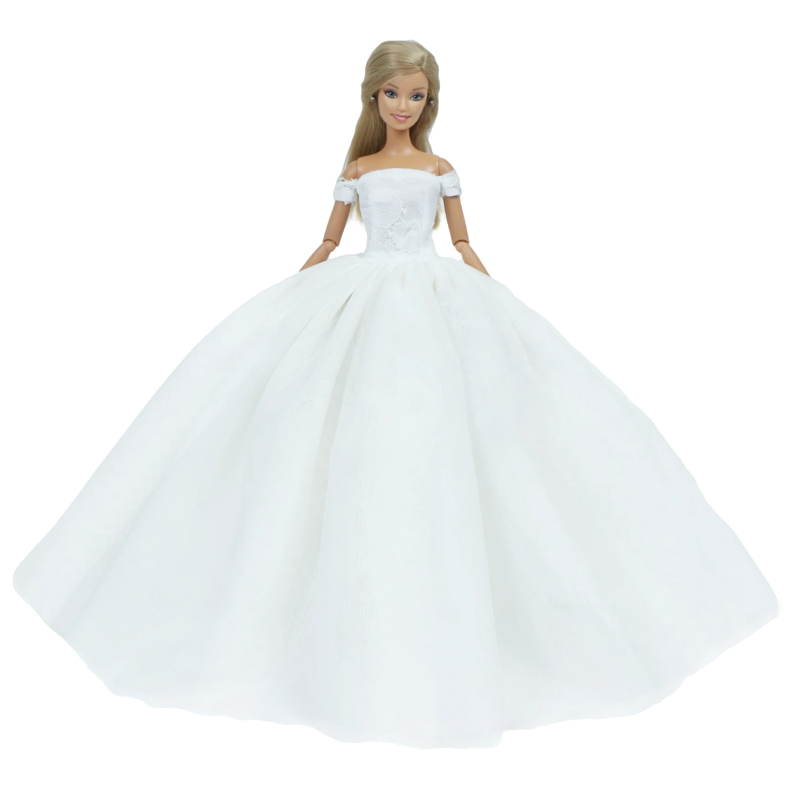 Роскошное высококачественное платье для куклы Барби, танцевальные вечерние платья для невесты, белое платье+ кружевная вуаль, одежда 12 дюймов, аксессуары для кукол игрушки