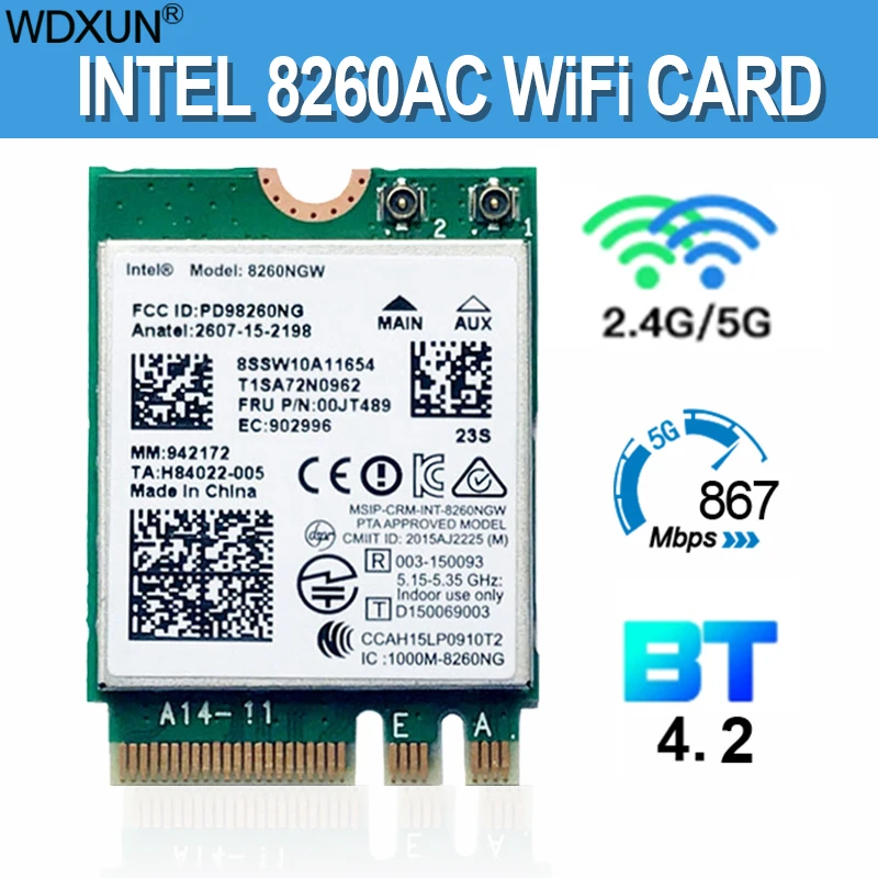 wireless network adapter Dual Band 2.4+5GHZ 867M Bluetooth V4.2 M.2 WLAN Wifi Wireless Card Module For Intel 8260 8260NGW AC8260 wifi adapter for laptop