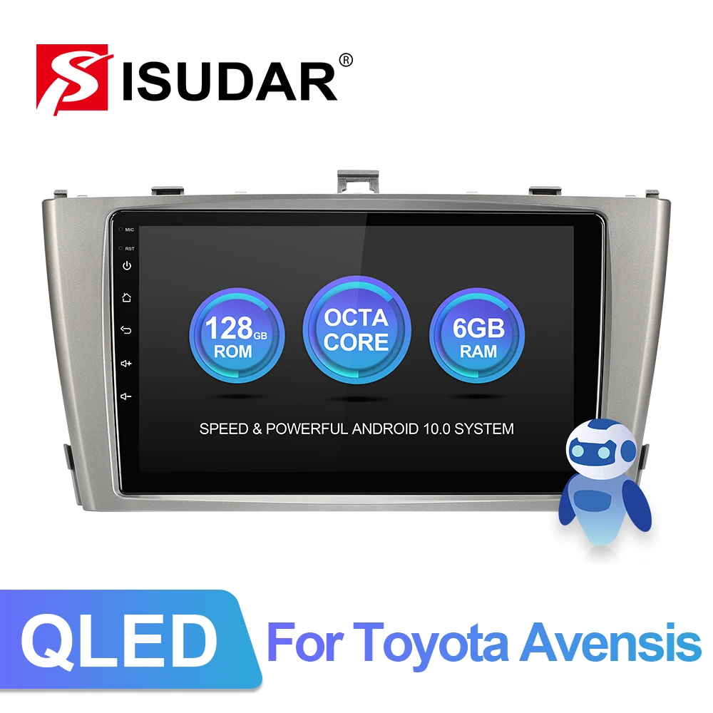 

ISUDAR V72 QLED Android 10 Car Multimedia Radio For Toyota Avensis GPS Stereo System voice control 8 Core ROM 128G 4G no 2din