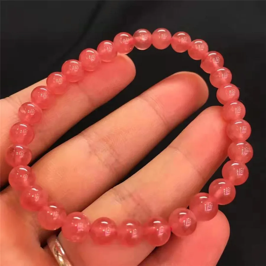 

2019Natural Rose Rhodochrosite Gem Stone Rectangle Beads BraceletA AAAA 6mm Fashion Women Unique Crystal Stone Bracelet