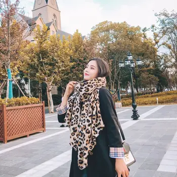 

Women Winter Scarf 2019 leopard Cashmere Scarves Thick Neck Warm Lady shawls Wraps Blanket Pashmina Female Echarpe LL190911