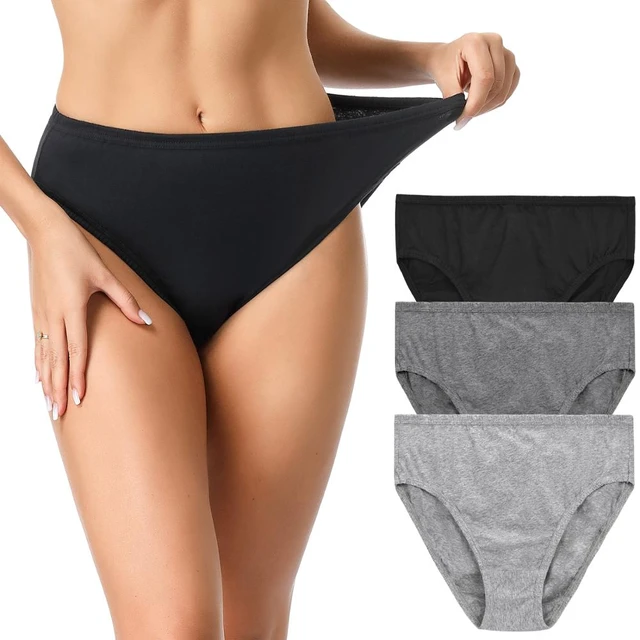 Women's High Waisted Cotton Underwear Ladies Soft Full Briefs Panties Pack  Of 4, Black, 2xl