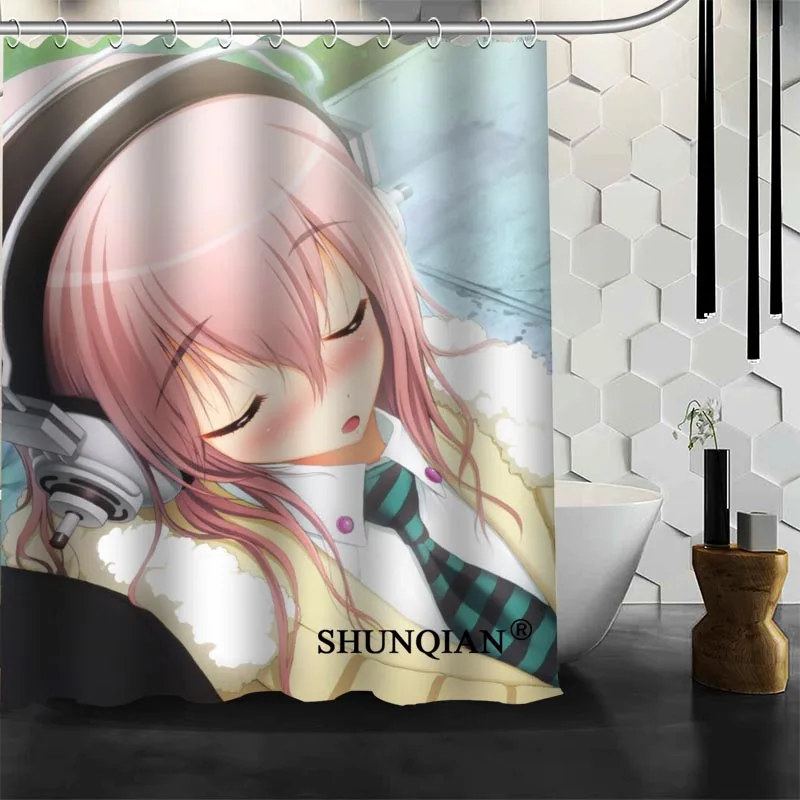 ShunQian Super Sonico, занавеска для душа для девочек, полиэфирная ткань, занавески для ванной, занавески для ванной комнаты, 3D, водонепроницаемая занавеска для ванной, крючок - Цвет: 13